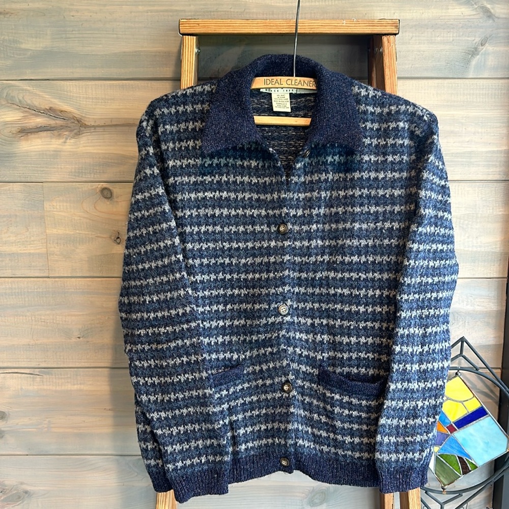 Eddie Bauer Blue Wool Button Cardigan (Medium)